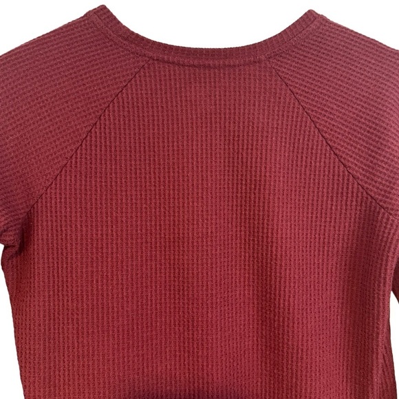 Cat & Jack Maroon Waffle Knit Shirt with Elastic Cuffed Sleeves Size L 10/12 ☀️ - Picture 10 of 13